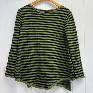 G & C United Knitwear Womens Scandi Lagenlook Striped Cotton Top Size S Comfy